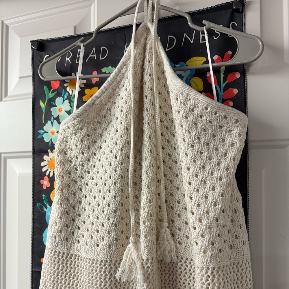 OLD NAVY cream crochet halter dress - Picture 7 of 8